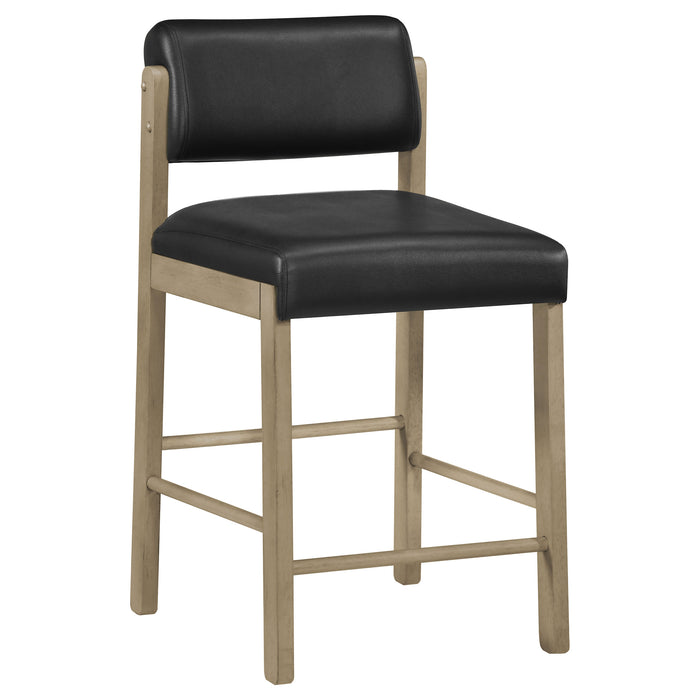 Juego de comedor altura mostrador redondo de madera Hamlyn de 5 piezas - negro y roble natural