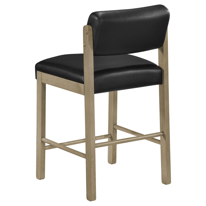 Juego de comedor altura mostrador redondo de madera Hamlyn de 5 piezas - negro y roble natural