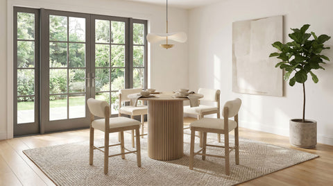 Mesa de comedor redonda de madera Hamlyn de 43 pulgadas y altura de mostrador, roble natural