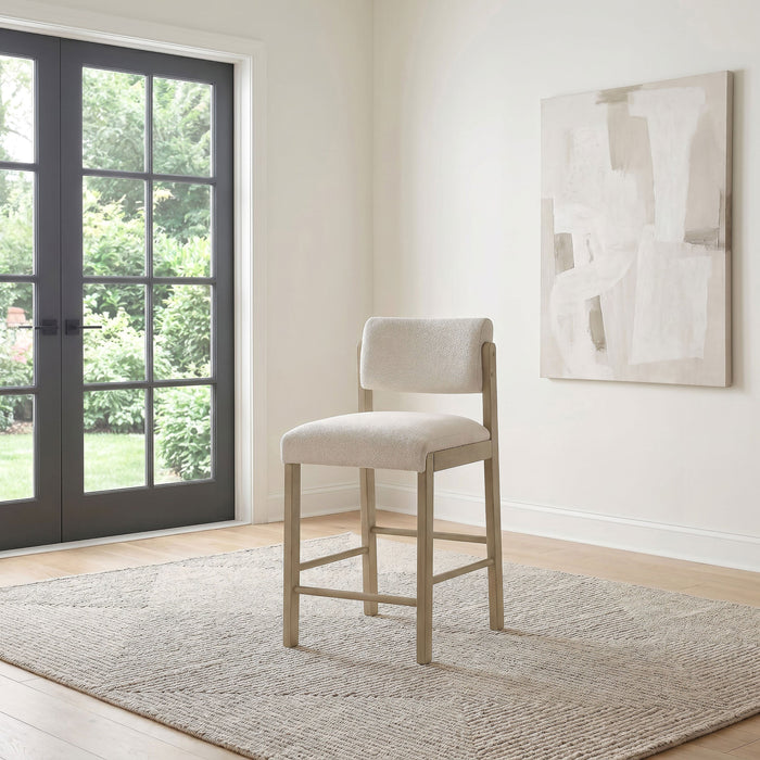 Silla tapizada Kehoe con altura de mostrador en crema y negro (juego de 2)