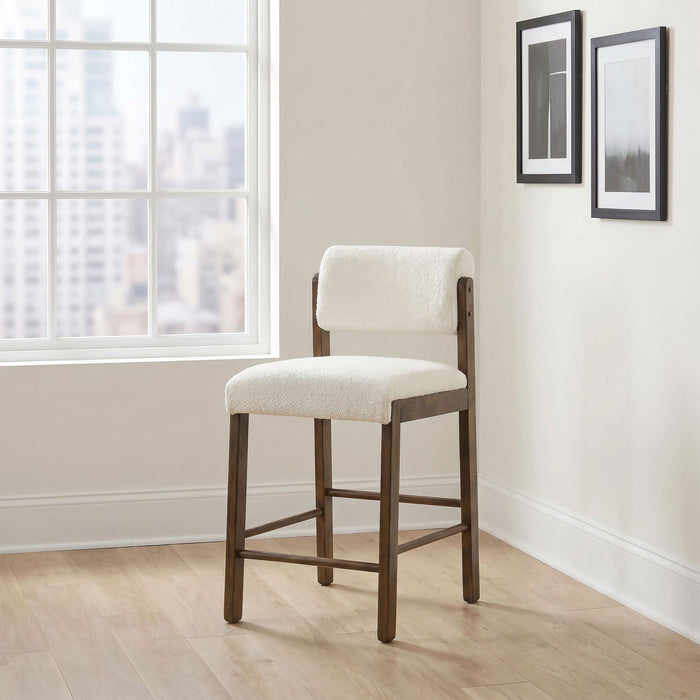 Silla tapizada Kehoe con altura de mostrador en crema y negro (juego de 2)