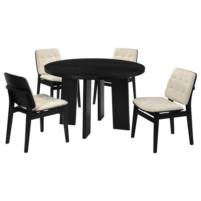 Juego de comedor Strouse de 5 piezas - crema y negro