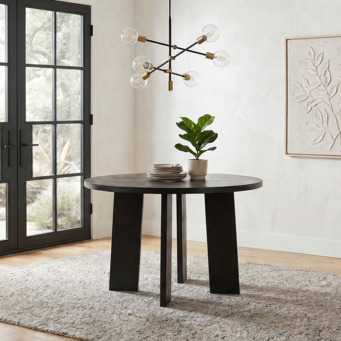 Mesa de comedor redonda de madera Strouse de 47 pulgadas, nogal