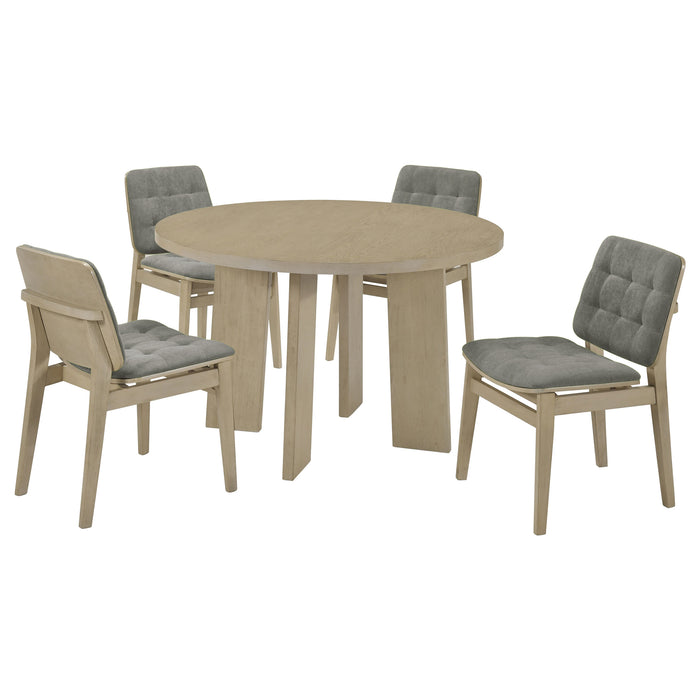 Juego de comedor Strouse de 5 piezas - gris y roble natural