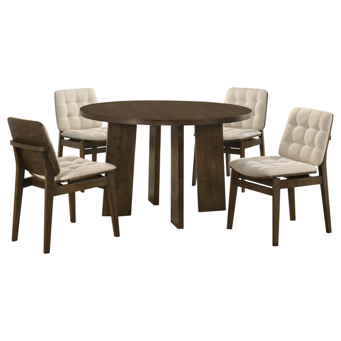 Strouse 5-piece Dining Set Cream and Walnut