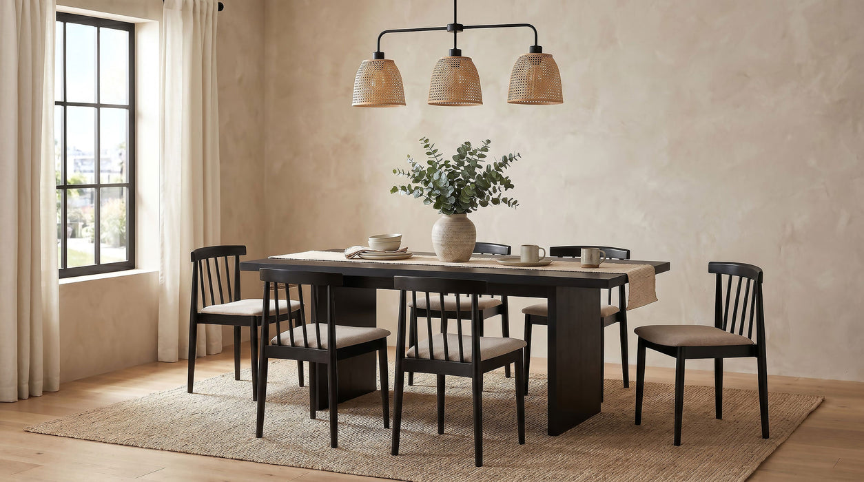 Decker 7-piece 82-inch Rectangular Dining Set Wheat and Natural Oak