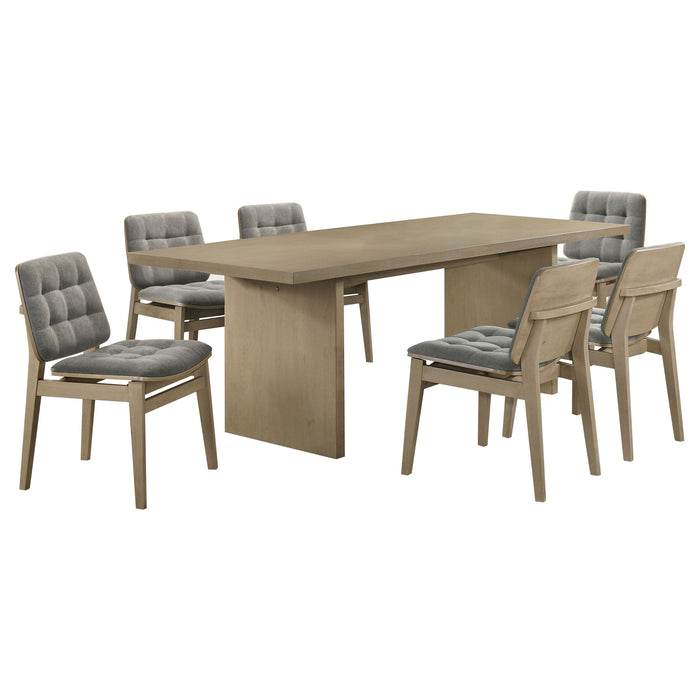 Juego de comedor rectangular Decker de 7 piezas de 82" - gris y roble natural
