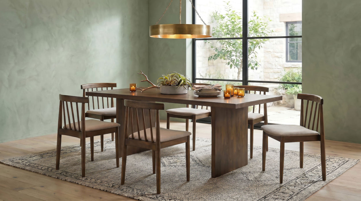 Decker 7-piece 82-inch Rectangular Dining Set Wheat and Natural Oak