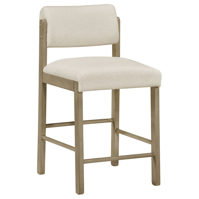 Juego de comedor altura mostrador Decker de 7 piezas de 70" - crema y roble natural