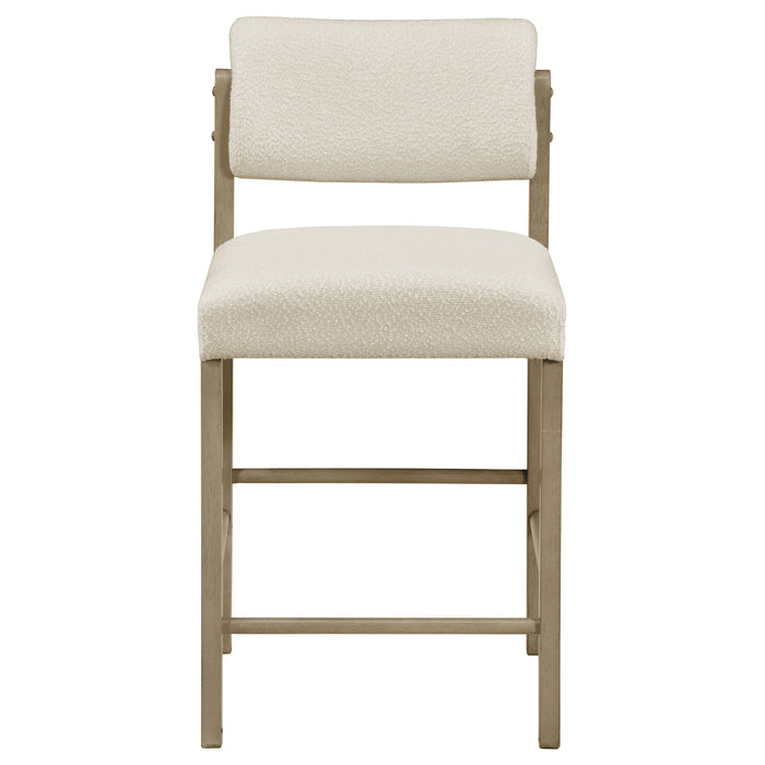 Juego de comedor altura mostrador Decker de 7 piezas de 70" - crema y roble natural