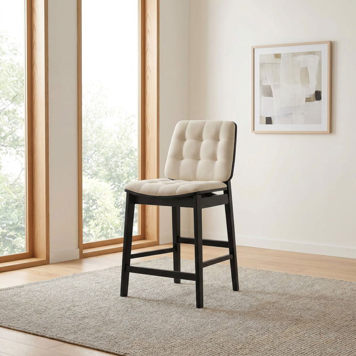 Silla de mostrador tapizada Redbridge gris y roble natural (juego de 2)