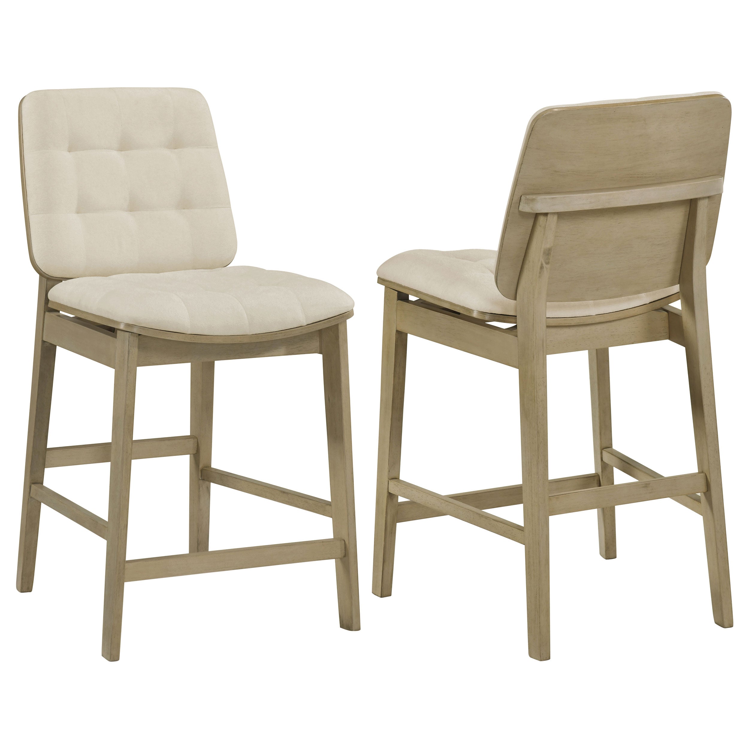 Redbridge Upholstered Counter Chair Cream and Natural Oak (Set of 2)