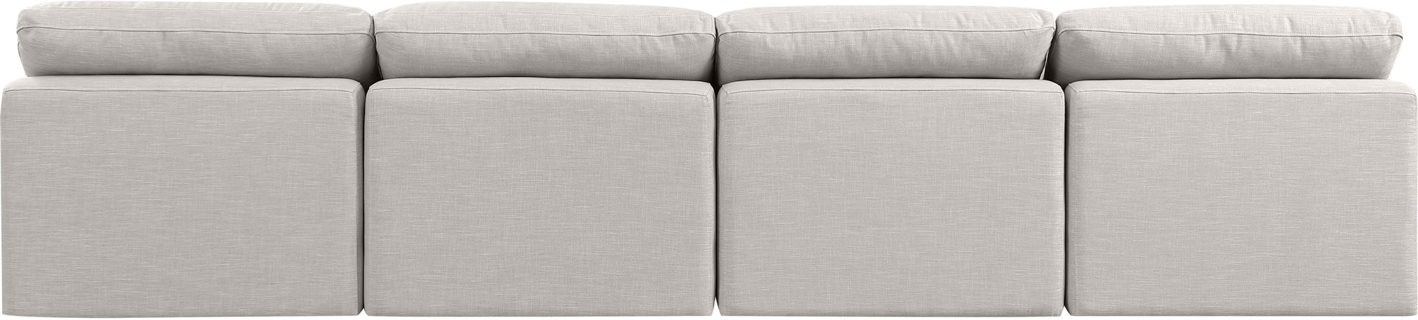 Indulge 140" Linen Textured Fabric Upholstered 4pc. Armless Modular Sofa