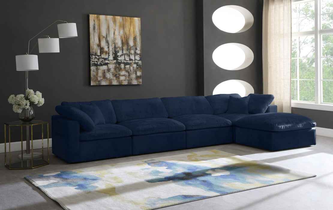 Cozy 158" Velvet Upholstered Overstuffed Fiber Filled Comfort Comfort 5pc. Modular Sectional