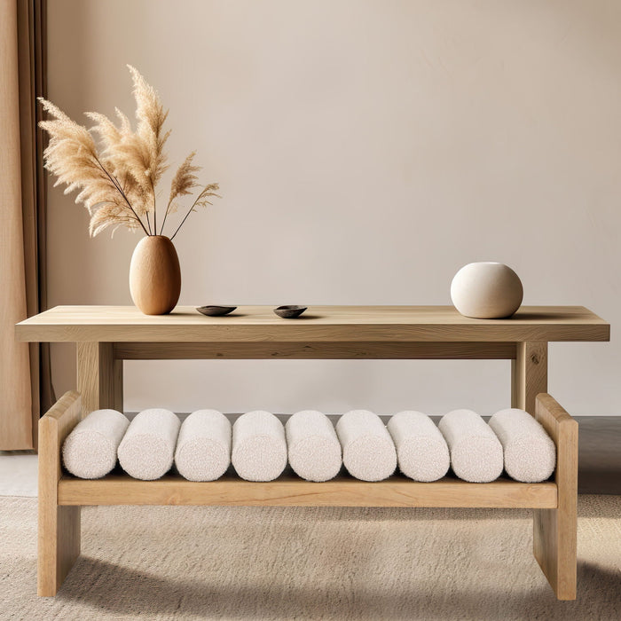 Waverly Boucle Fabric Upholstered Bench
