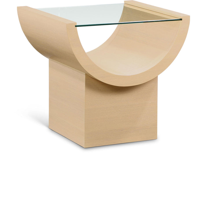 Beverwil Glass Top And Oak Veneer Base End / Side Table