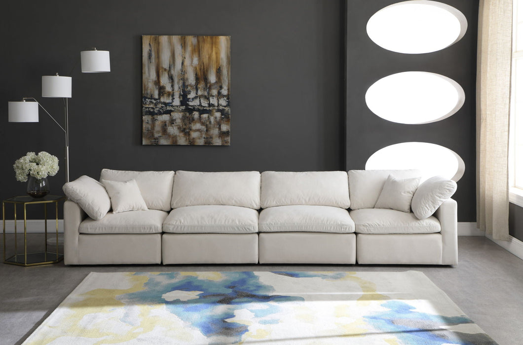 Plush 140" Velvet Upholstered Standard Comfort 4pc. Modular Sofa