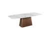 Modern Marbleized Sintered Stone Top Table w/ Wooden Base KENZA-DT