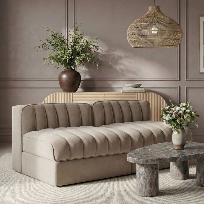Rummi 58" Velvet Performance Fabric Upholstered 2pc. Modular Loveseat