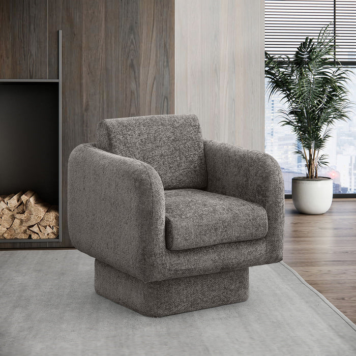 Alessandra Chenille Fabric Upholstered Swivel Accent Chair