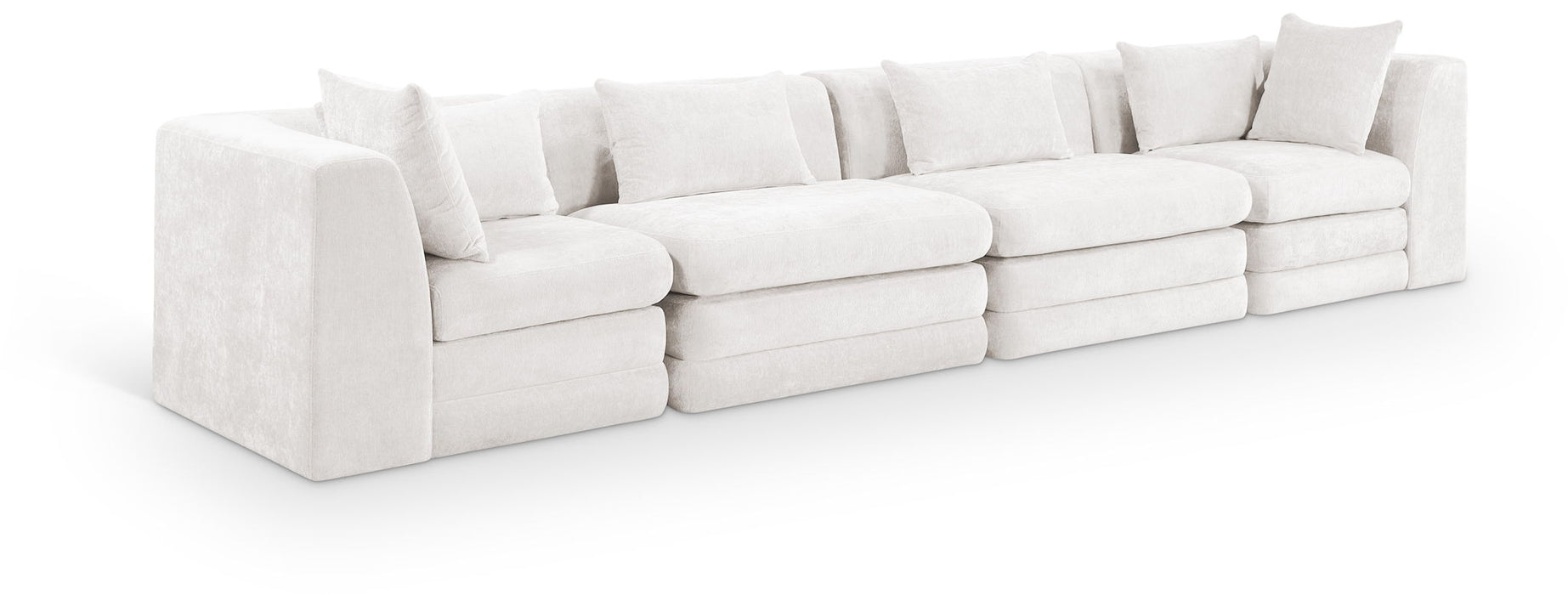 Stellar 152" Chenille Fabric Upholstered 4pc. Modular Sofa