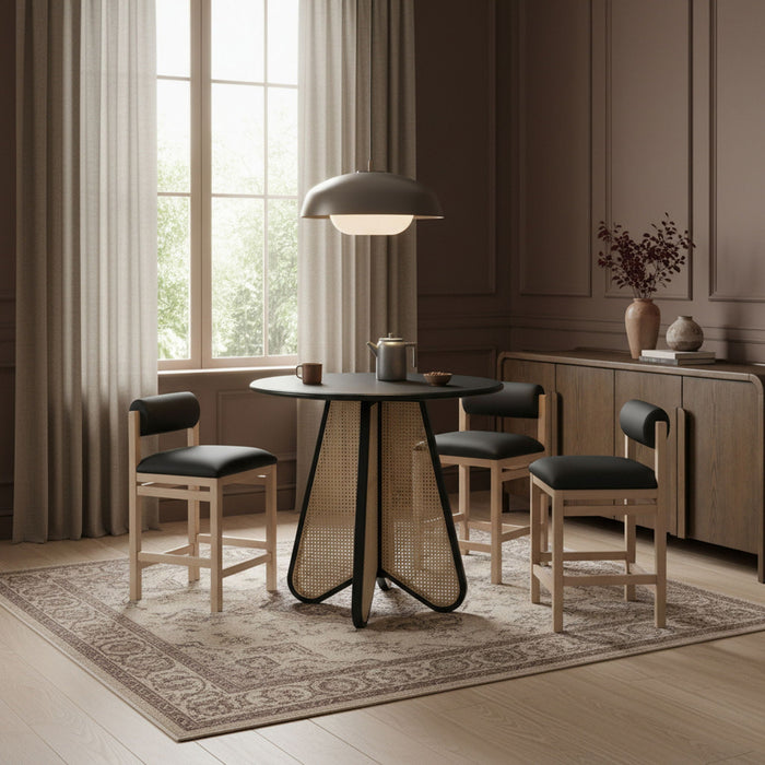 Butterfly 36" Solid Wood And Natural Cane Bar Height Table