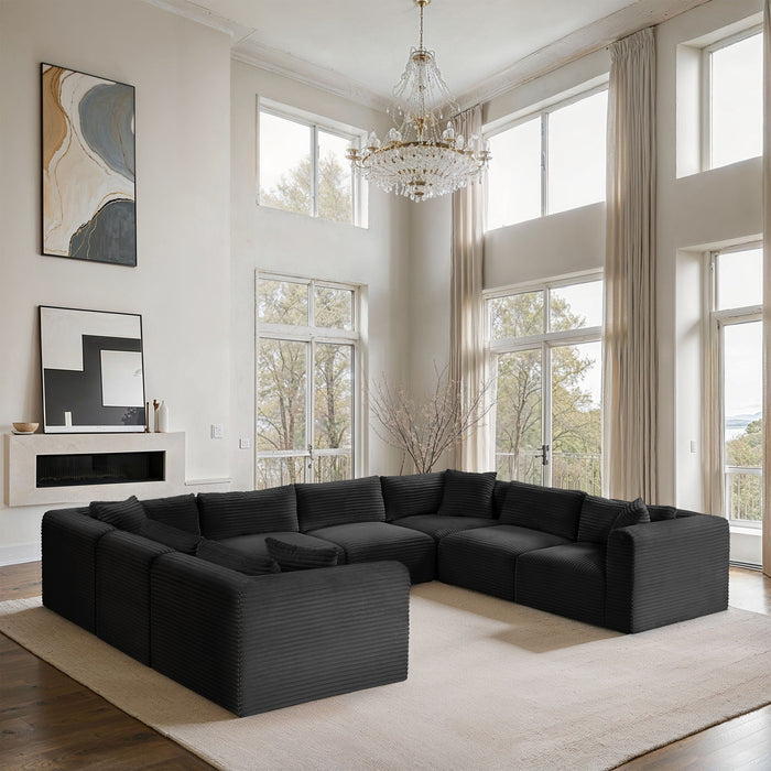 Shaggy 140" Corduroy Performance Fabric Upholstered Modular Sectional