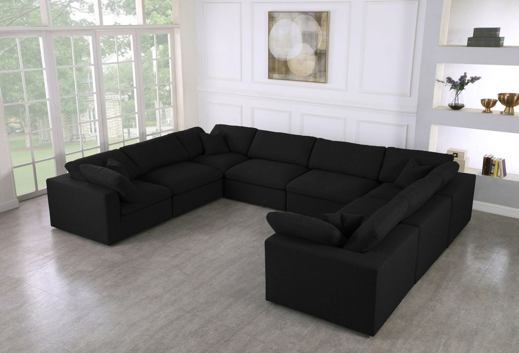Serene 158" Linen Textured Fabric Upholstered Deluxe Comfort 8pc. Modular Sectional