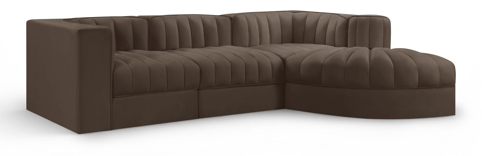 Rummi 97" Velvet Performance Fabric Upholstered 4pc. Modular Sectional