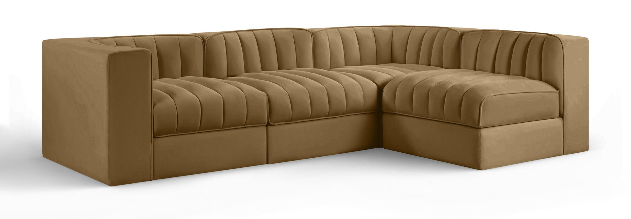 Seccional modular tapizado de terciopelo de alto rendimiento Rummi de 97" de 4 piezas
