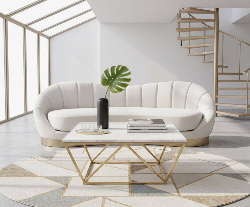 Mason Marble Veneer Top And Gold Steel Base Coffee Table