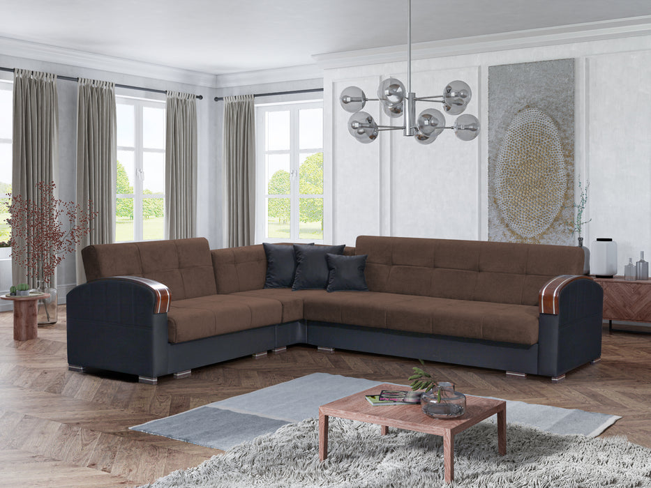 SAMANTHA SECTIONAL BROWN-By Skyler Furniture