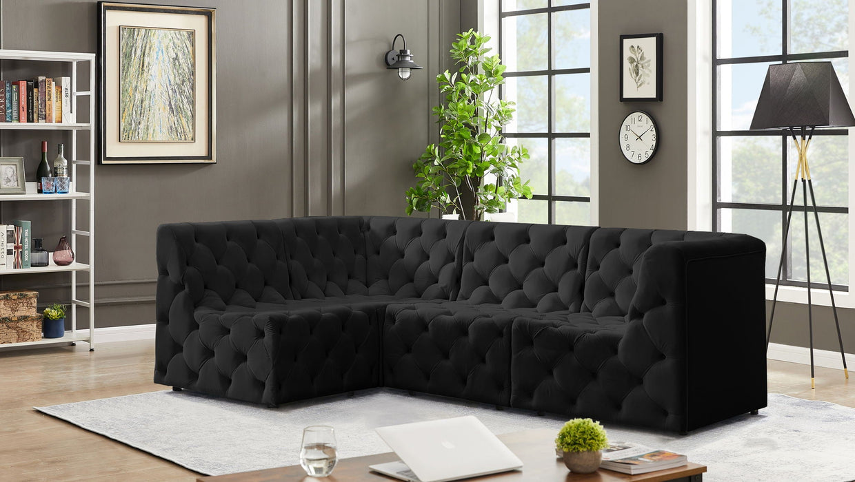 Seccional modular tapizado de terciopelo Tuft de 99" de 4 piezas