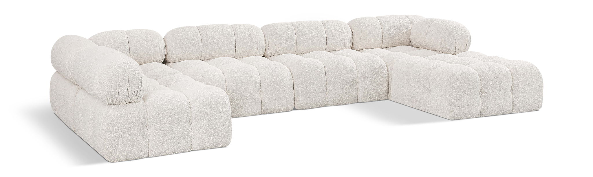 Ames 136" Boucle Fabric Upholstered 6pc. Modular Sectional