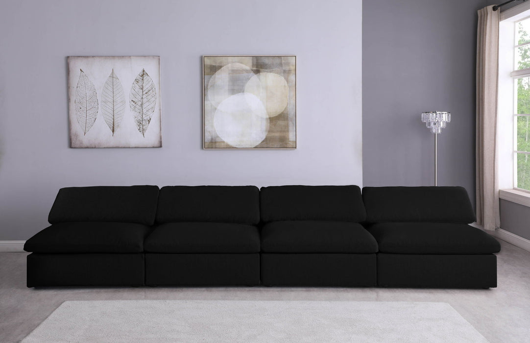 Serene 156" Linen Textured Fabric Upholstered Deluxe Comfort 4pc. Armless Modular Sofa