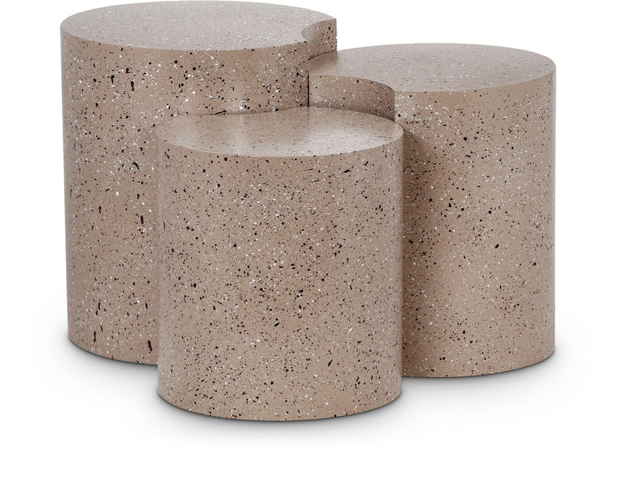 Dimple Terrazzo Pattern Iron Nesting 3pc. Modular End / Side Table