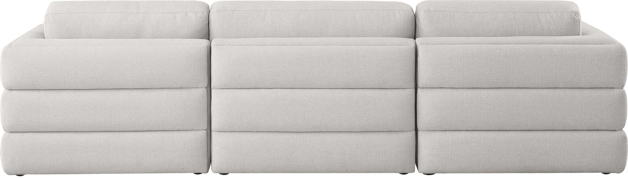 Beckham 114" Linen Textured Fabric Upholstered 3pc. Modular Sofa