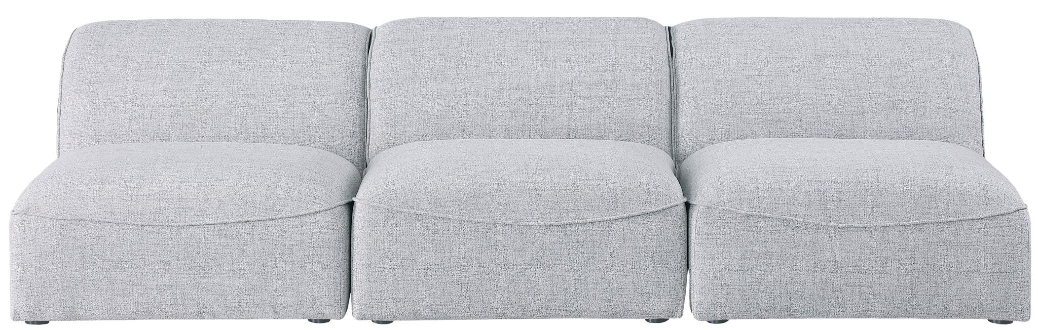 Miramar 99" Linen Textured Fabric Upholstered 3pc. Armless Modular Sofa