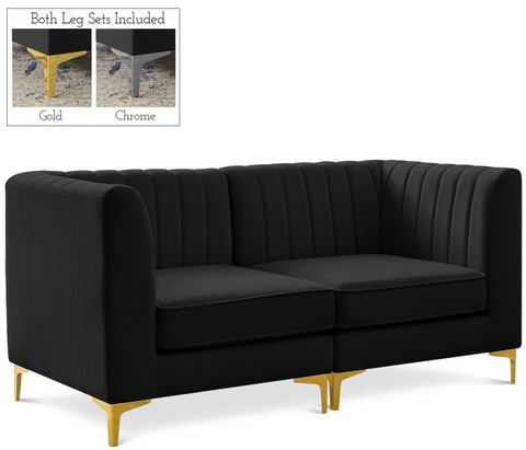 Loveseat modular tapizado de terciopelo Alina de 65" de 2 piezas