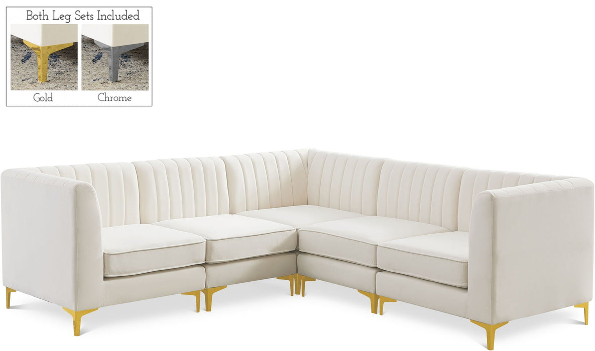 Seccional modular tapizado de terciopelo Alina de 91" de 5 piezas