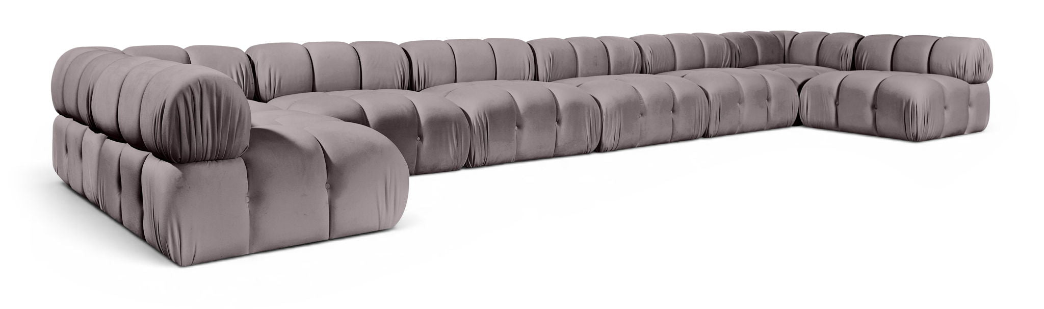 Orin 222" Velvet Performance Fabric Upholstered 8 Pc. Modular Sectional