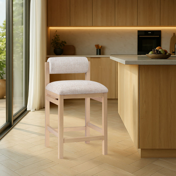 Roundhill Linen Textured Fabric Upholstered Counter Stool