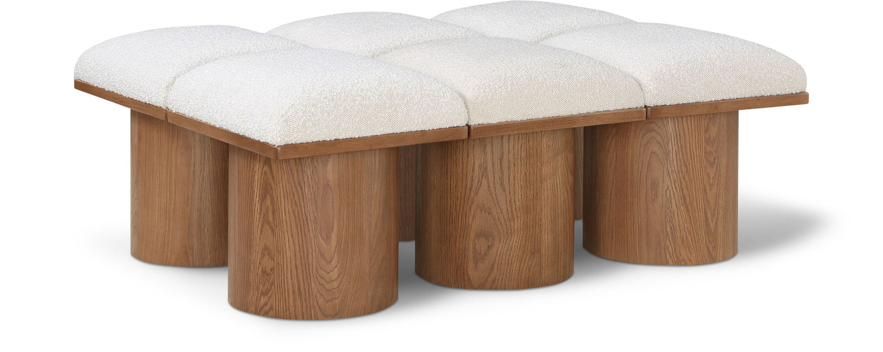 Banco modular tapizado de bouclé Pavilion de 6 piezas