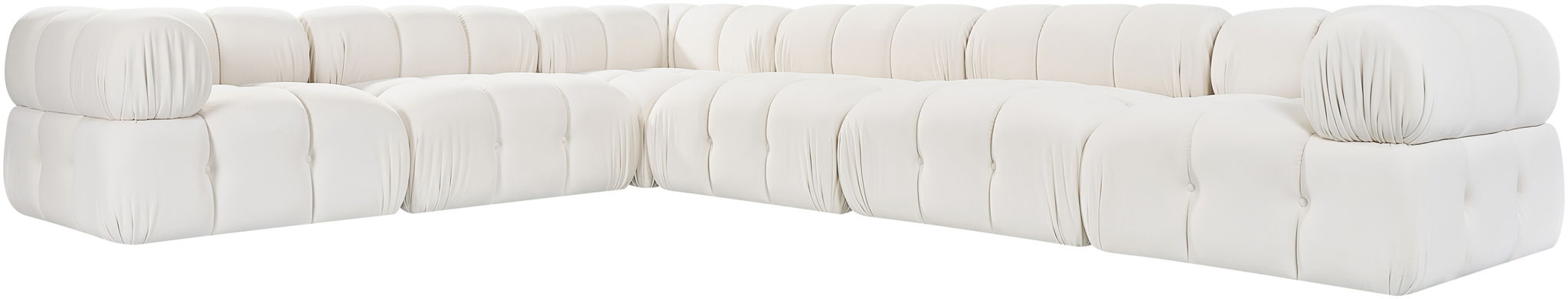 Seccional modular tapizado de terciopelo de alto rendimiento Orin de 148" de 6 piezas