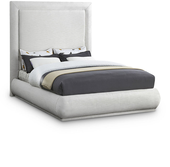 Cama tapizada de tela con textura de lino Brooke