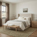 Nara Cane And Linen Textured Fabric Upholstered Bench