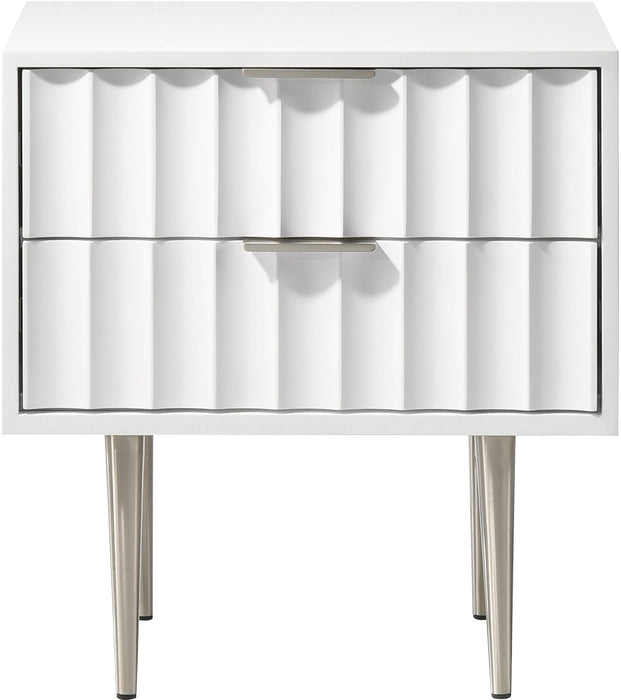 Modernist 22.5" Wood Veneer And Stainless Steel Base Nightstand