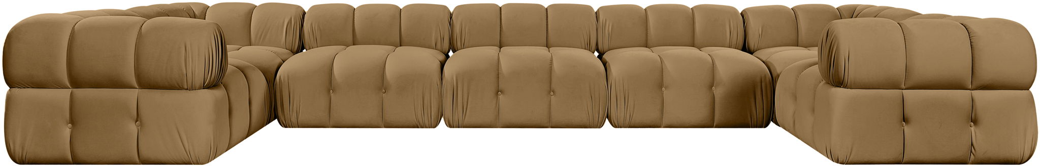 Orin 185" Velvet Performance Fabric Upholstered 7 Pc. Modular Sectional