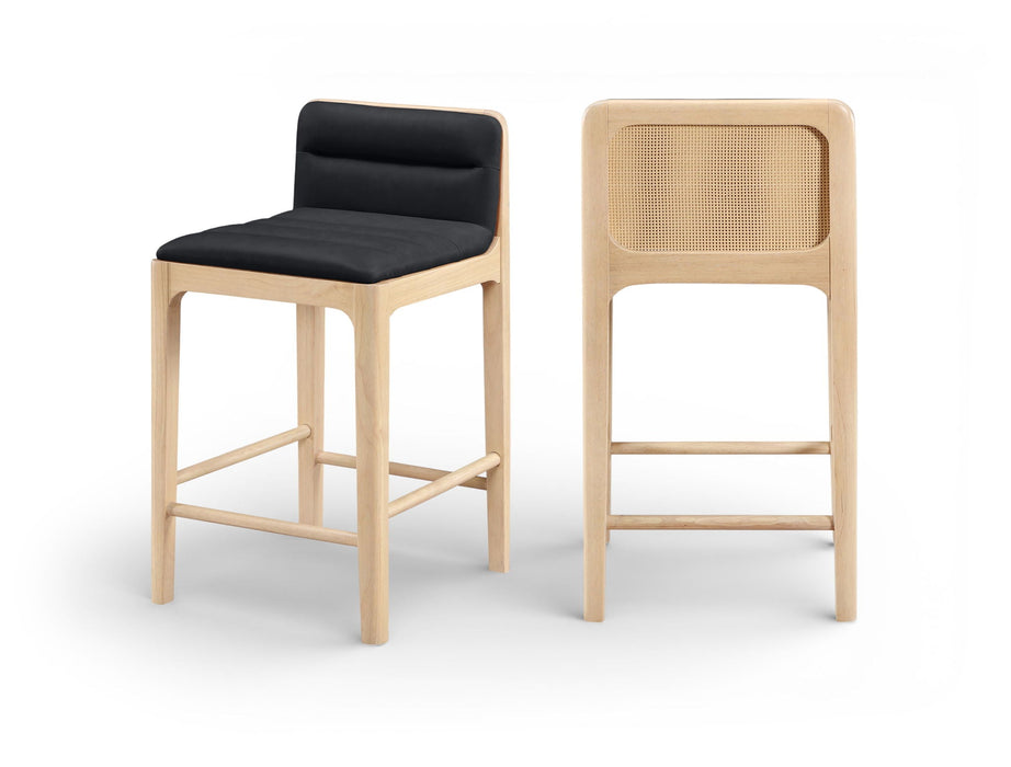 Ellis Cane And Vegan Leather Upholstered Counter Stool