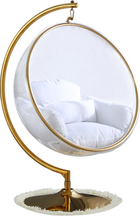 Luna Acrylic And Fabric Upholstered Swing Bubble Accent Chair